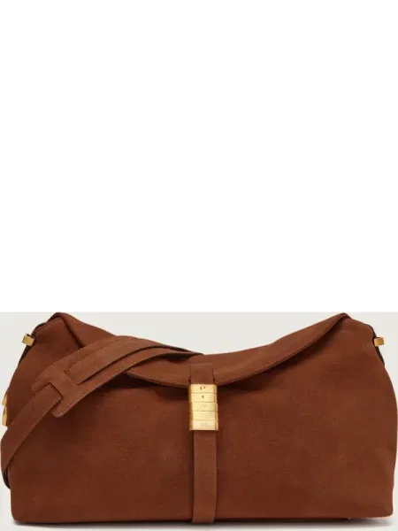 Pinko Geantă pe umăr SADDLE CLASSIC | piele întoarsă maro