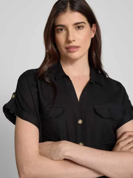Bluzka koszulowa o kroju regular fit z na piersi model ‘BUMPY’ Vero Moda czarna