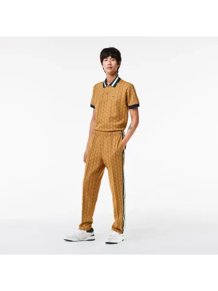 Lacoste Spodnie Dresowe Paris Monogram Jacquard brązowe