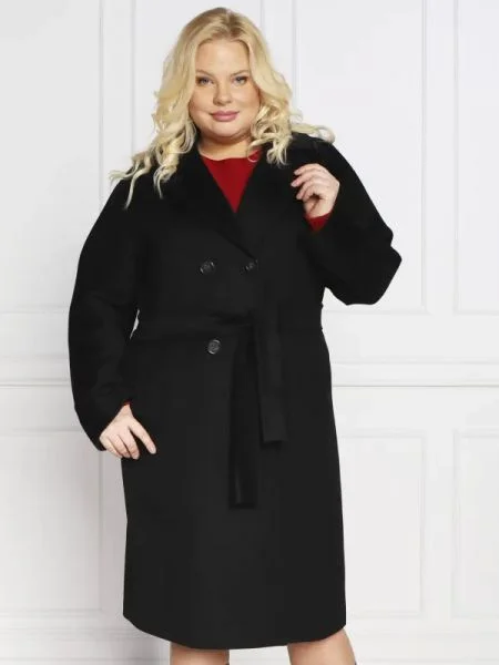 Persona by Marina Rinaldi de lână palton tarina plus size negru