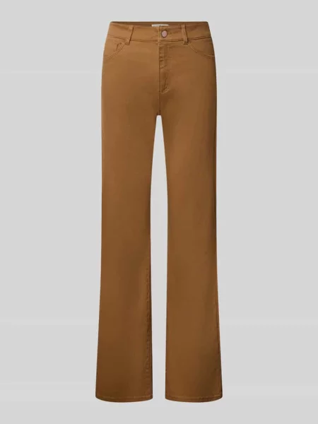 Spodnie materiałowe o kroju straight fit w 5 kieszeni Christian Berg Woman beżowe