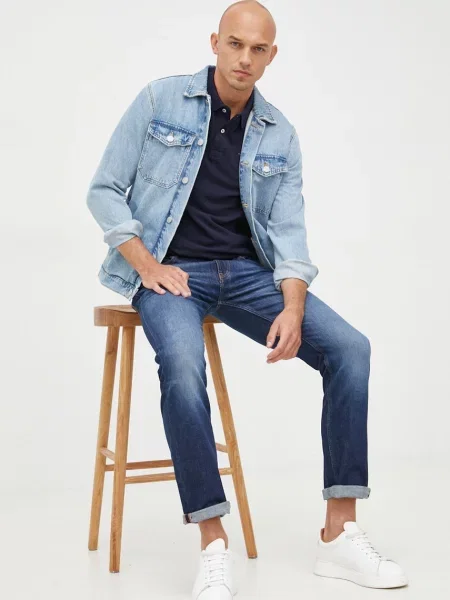 Однотонное поло United Colors Of Benetton синее