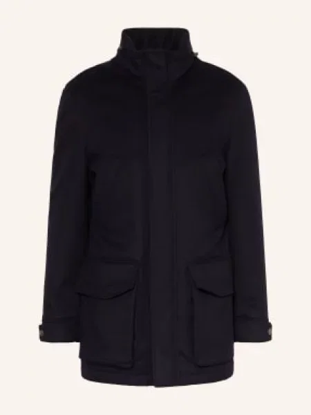 Brunello Cucinelli Parka Z Kaszmiru blau granatowa