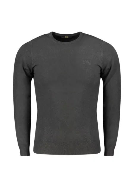 Pulover Cavalli Class cu broderie negru
