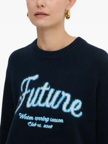 Pulover From Future cu broderie albastru
