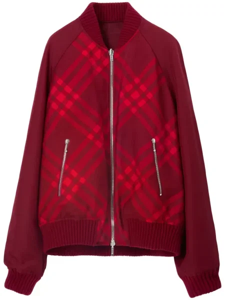 Geacă bomber Burberry în carouri cu imagine roșu