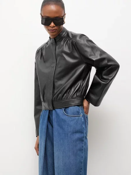 Answear.LAB jachetă pentru femei din piele MEMO Unscripted Collection negru