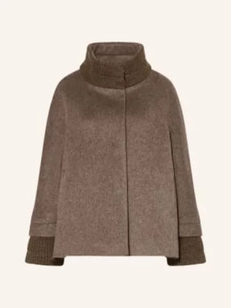 Icons Cinzia Rocca Kurtka Typu Caban Z Mieszanki Materiałów beige beżowa