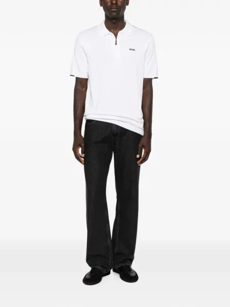 Tricou polo Boss cu imagine alb