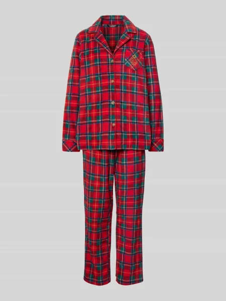 Piżama z kołnierzem z połami Lauren Ralph Lauren biała