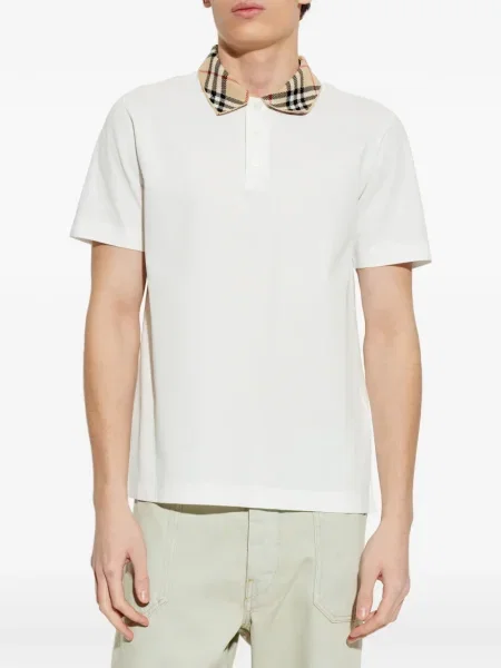 Gulerat polo Burberry în carouri alb