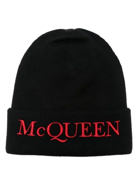 Căciulă Alexander Mcqueen cu broderie din cașmir negru