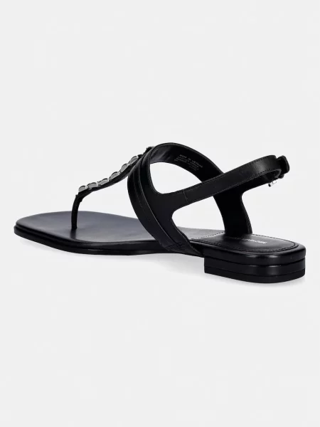 Stringi Michael Michael Kors skórzane na płaskim obcasie czarne