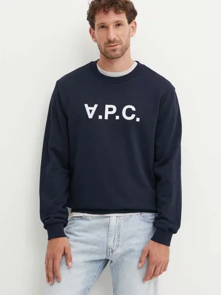 A.P.C. hanorac de sweat standard grand vpc GOTS marin cu imprimeu albastru