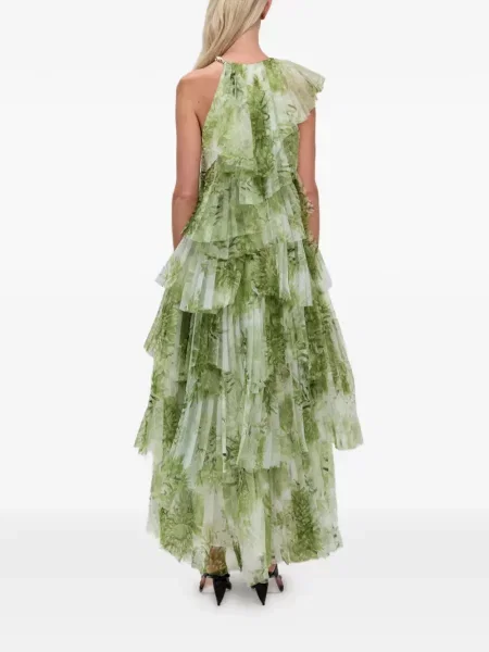 Rochie maxi Aje cu model floral cu imagine verde