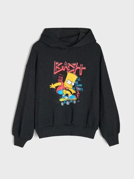 Sinsay Oversize mikina s kapucí The Simpsons šedá