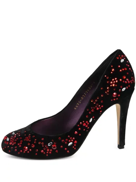 Pantofi cu toc Gina de catifea de cristal negru