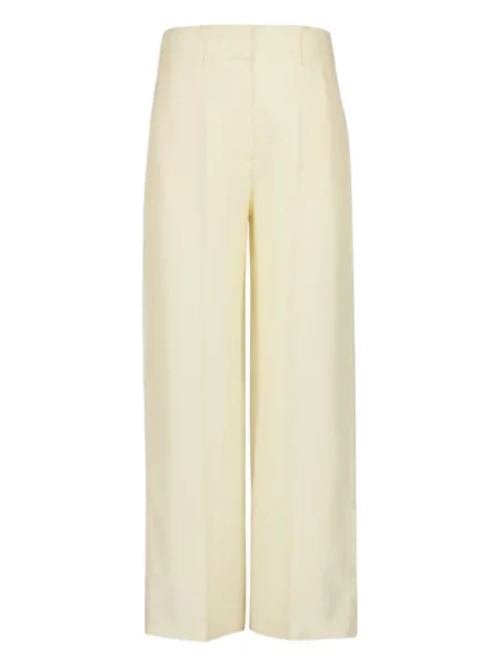 Pantaloni Paula de mătase alb