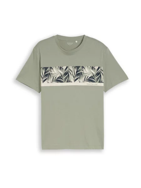 TOM TAILOR Majica svetlo / nočno modra / zelena bež