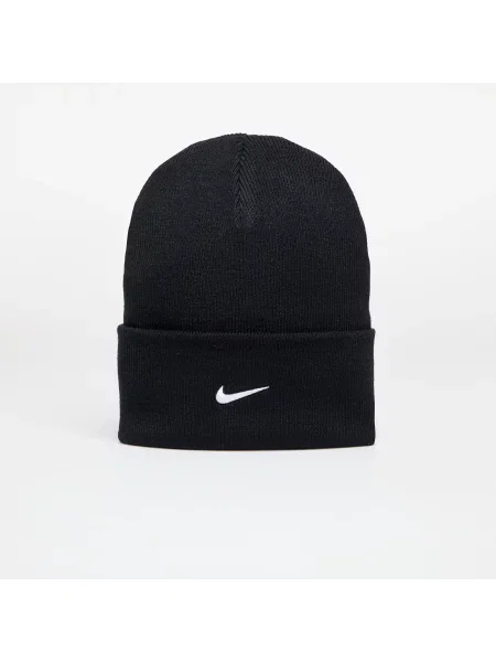 Zimní čepice Nike Peak Swoosh Beanie black/white bílý