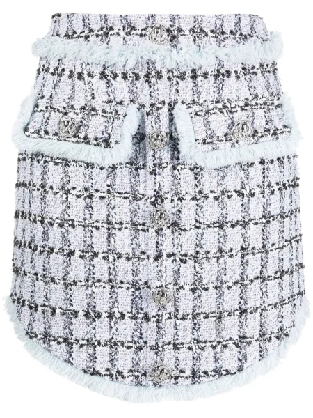 Mała mały spódnica mini Philipp Plein tweedowa niebieska