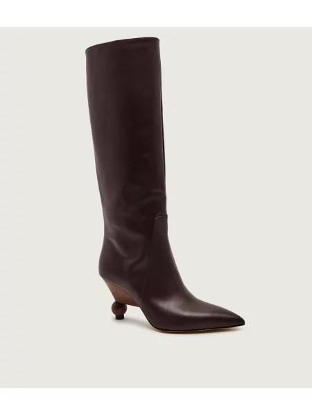 Weekend MaxMara De piele cizme Wkatasca Pasticcino maro