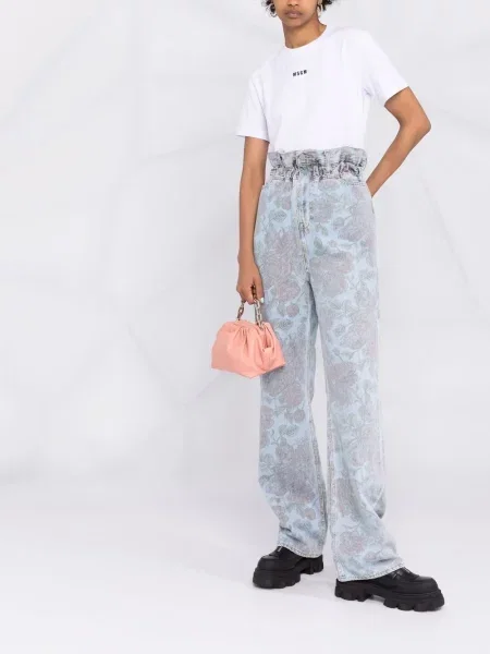 Raštuotas trumpas marškinėliai Msgm balta