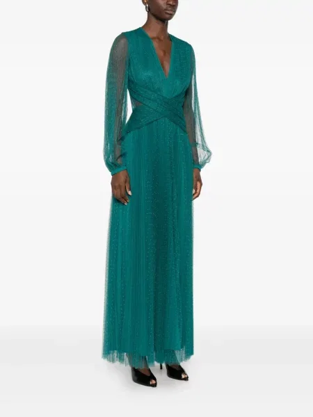 Rochie maxi Twinset lungă de costum verde
