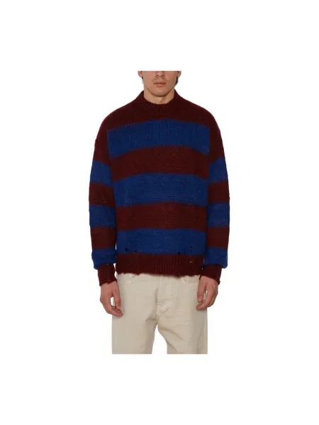 Sweter Amish z okrągłym dekoltem czerwony