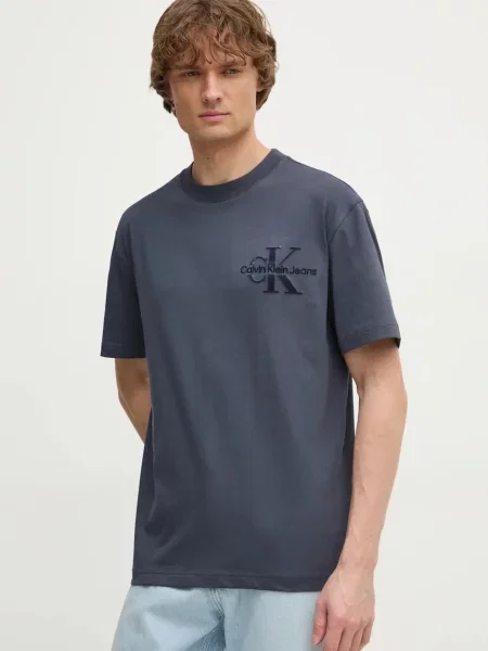 Majica Calvin Klein Jeans za muškarce s tiskom plava
