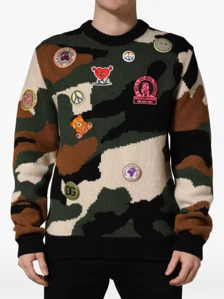 Pulover Dolce & Gabbana cu model camuflaj verde