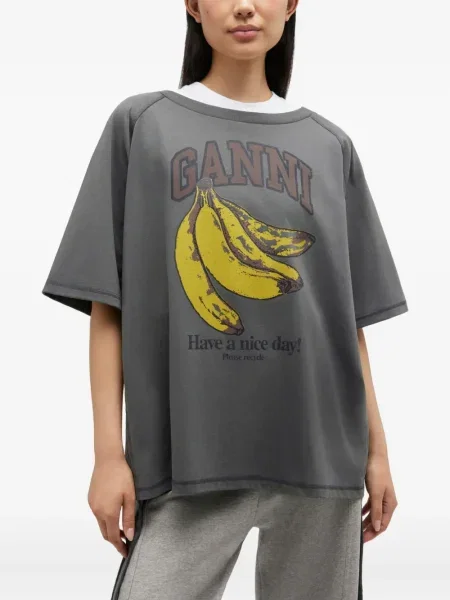 Tricou Ganni cu cordon verde