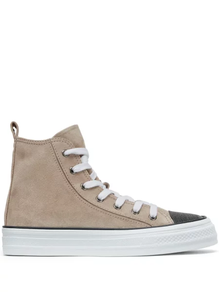 Sneakerși Brunello Cucinelli cu șireturi din dantelă maro