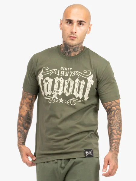 Tapout Tricou CRASHED oliv / verde închis alb