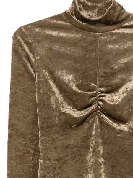 Tricou Just Cavalli de catifea cu volane maro