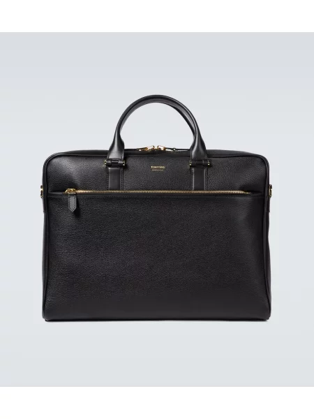 Usnjena torba Tom Ford črna