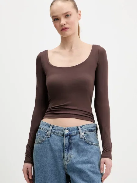 Majica z dolgimi rokavi Hollister Co. rjava