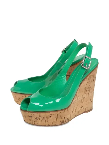 Sandale Gianvito Rossi din piele cu pană de lac verde