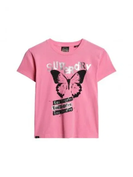 Superdry Tricou Lo-fi Rock roz argintiu negru