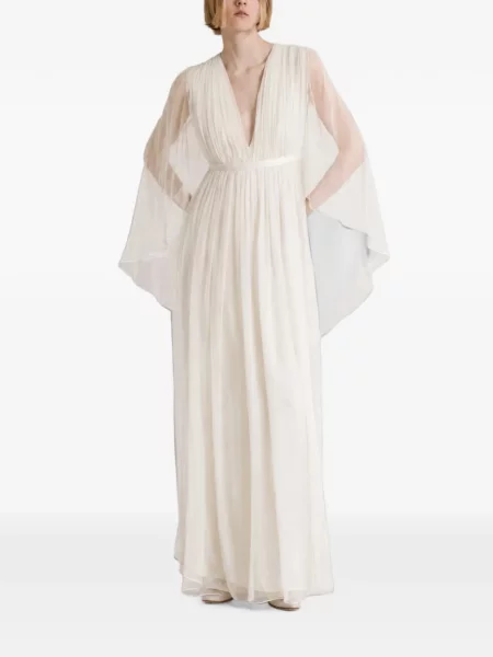 Rochie maxi Alberta Ferretti de mătase alb