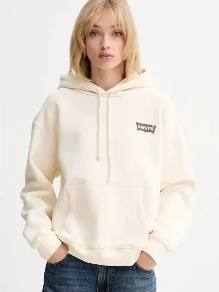 Levi's bluza z kapturem z nadrukiem beżowy