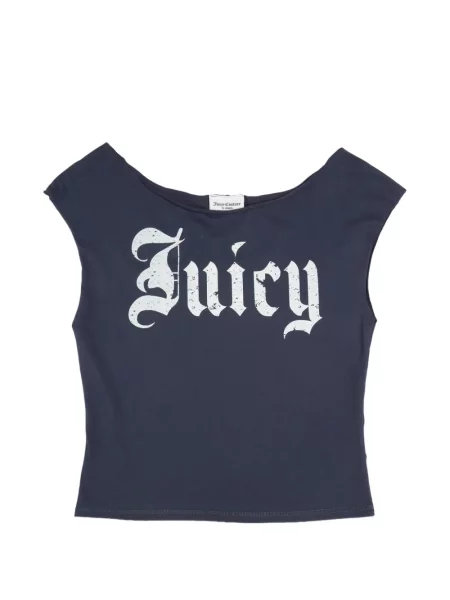 Tricou Juicy Couture cu imagine cu umerii deschiși albastru
