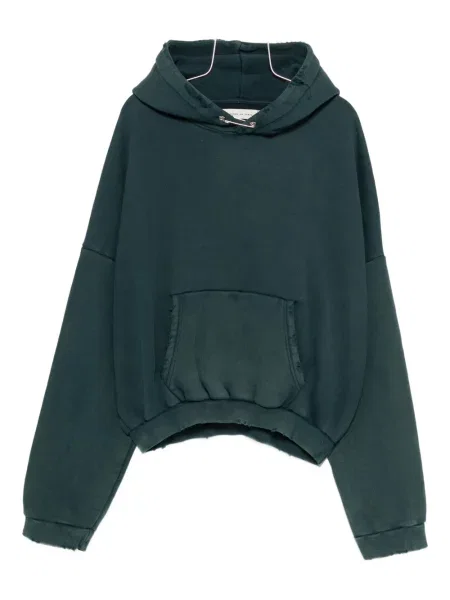 Суичър с качулка Stay Human On Earth зелено