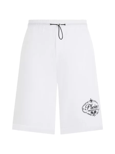 Pantaloni scurți Philipp Plein cu broderie cu cordon alb