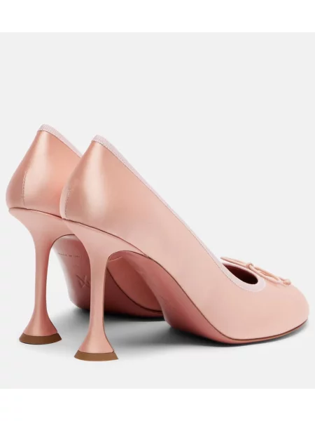 Pantofi cu toc Amina Muaddi din satin roz