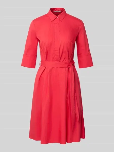 Sukienka koszulowa do kolan z wiązanym paskiem Christian Berg Woman Selection czerwona