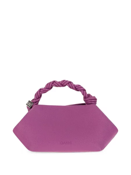 Geantă shopper Ganni țesută violet