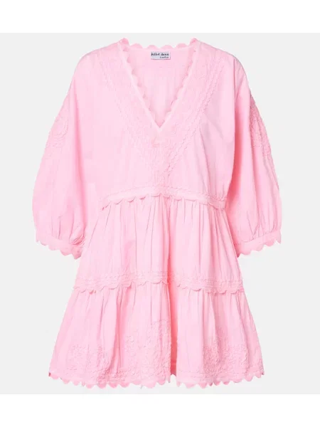 Rochie Juliet Dunn cu broderie din poplin roz
