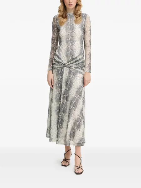 Rochie maxi Bardot cu imagine lungă de costum