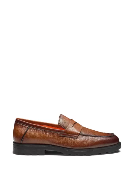 Pantofi loafer Santoni din piele maro